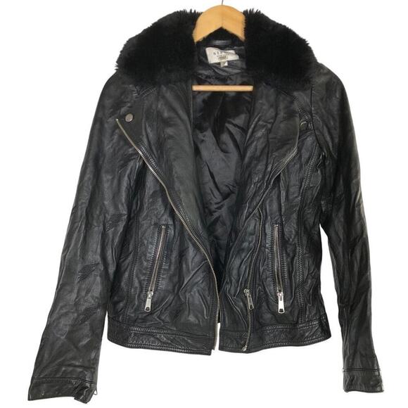 Samantha Sipos Clarkson Jacket Leather Lightning Bolt Moto Biker Black Small - Picture 4 of 11